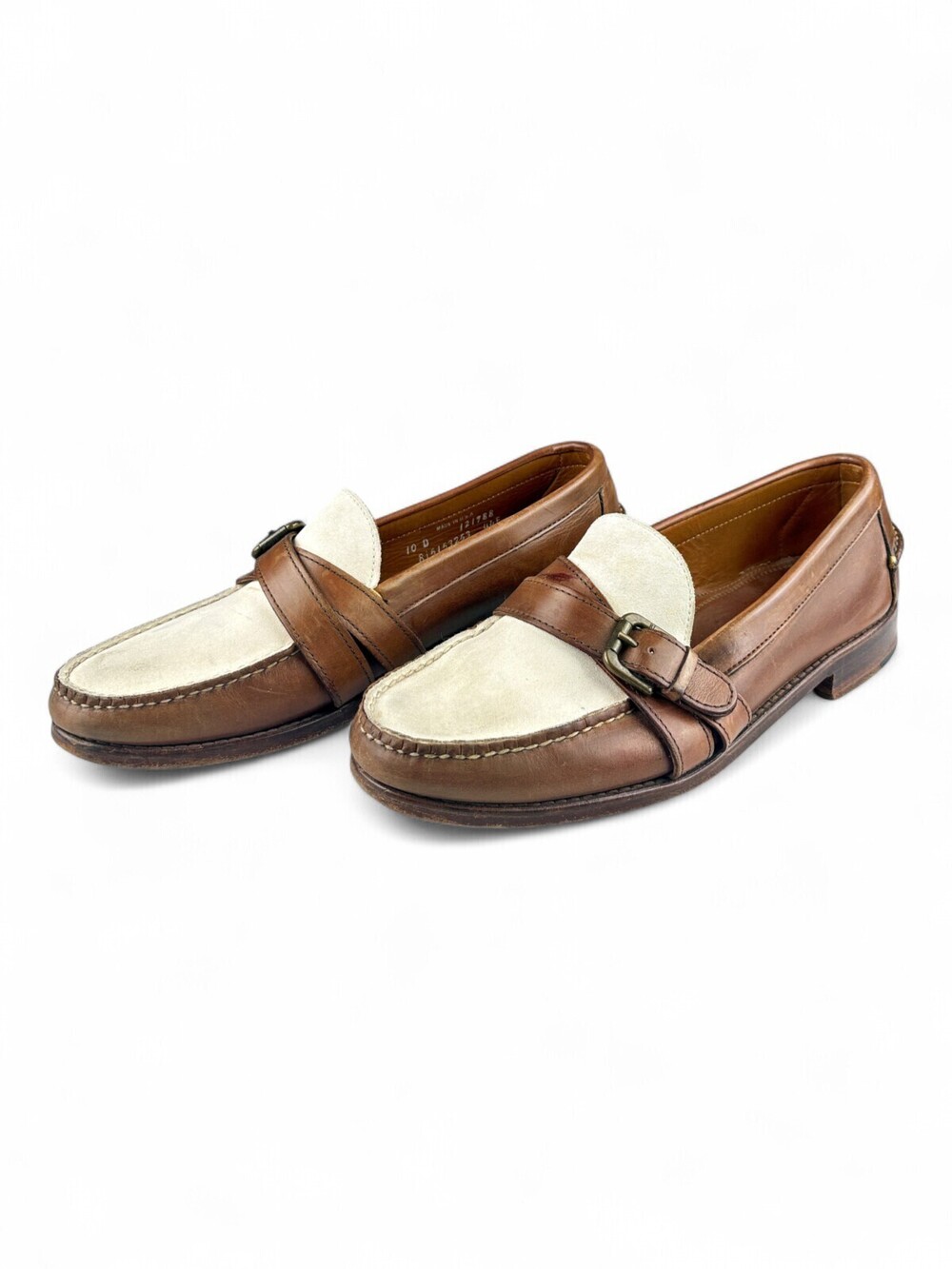 Ralph Lauren Men's Two-Tone Leather & Suede Buckle Loafers Size 10